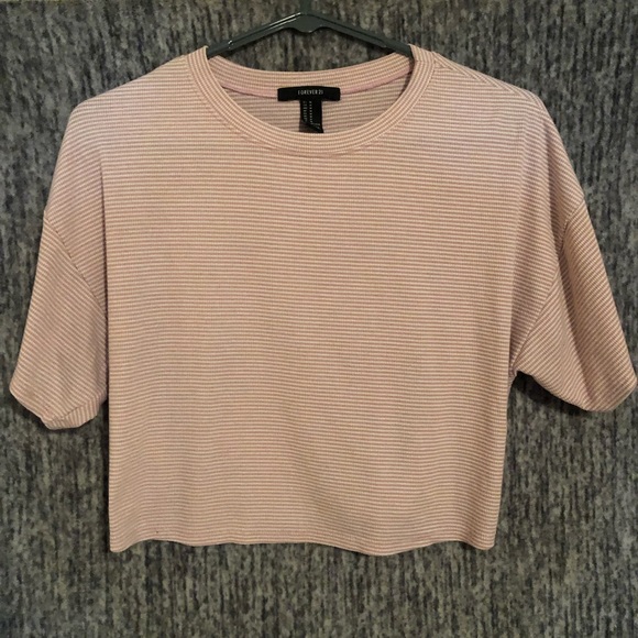 Forever 21 Tops - Pink striped crop top from forever 21!